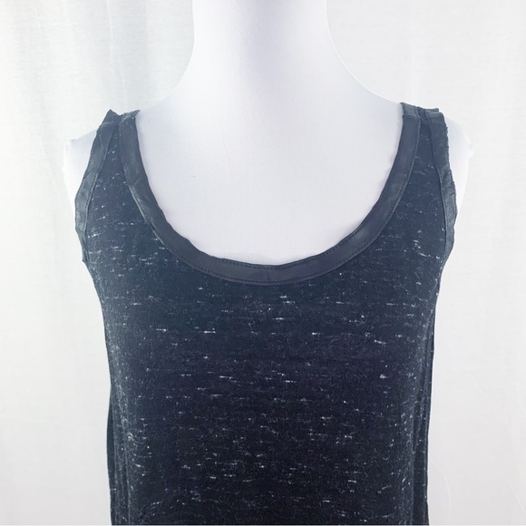 Enza Costa black leather trim sheer back tank top - Picture 2 of 11